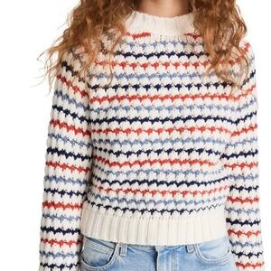 NWOT Striped Knit Sweater Crewneck Cream, Blue, Red